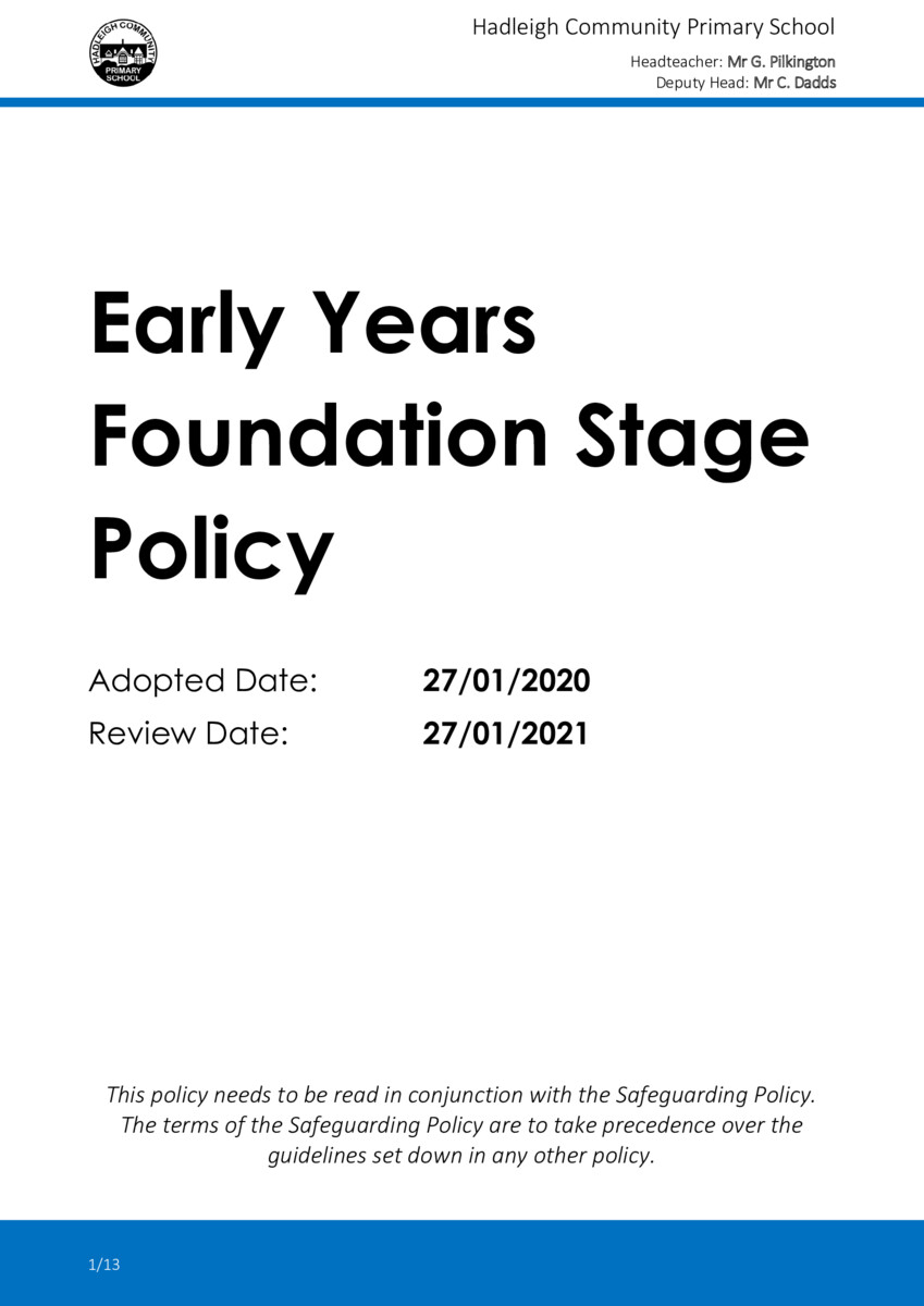 Early Years (EYFS) Hadleigh Community Primary School