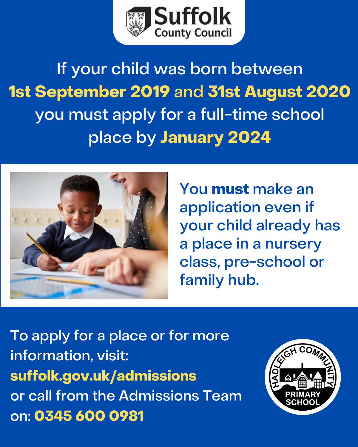 Admissions Hadleigh Community Primary School