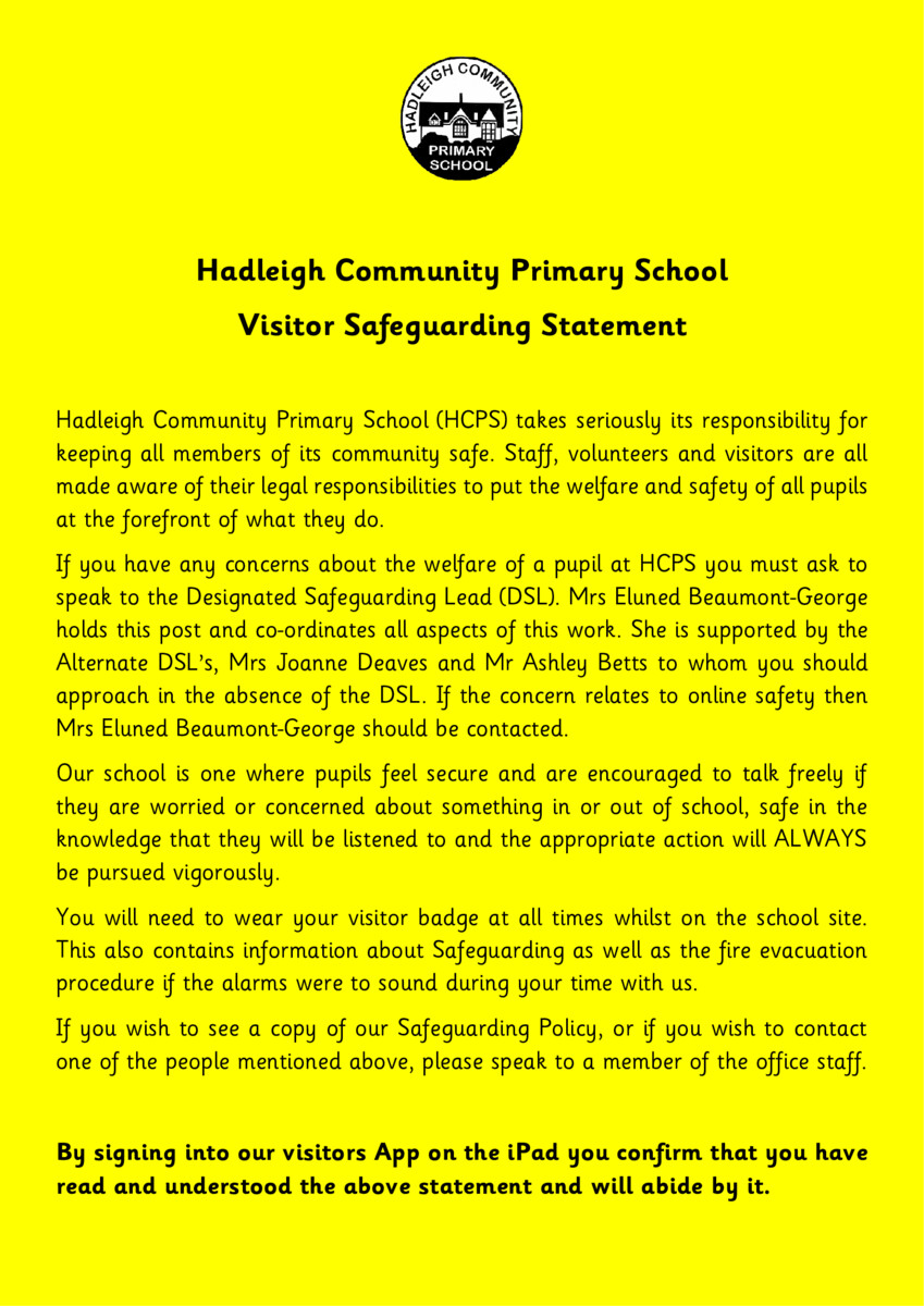 thumbnail of Visitors Safeguarding Notice