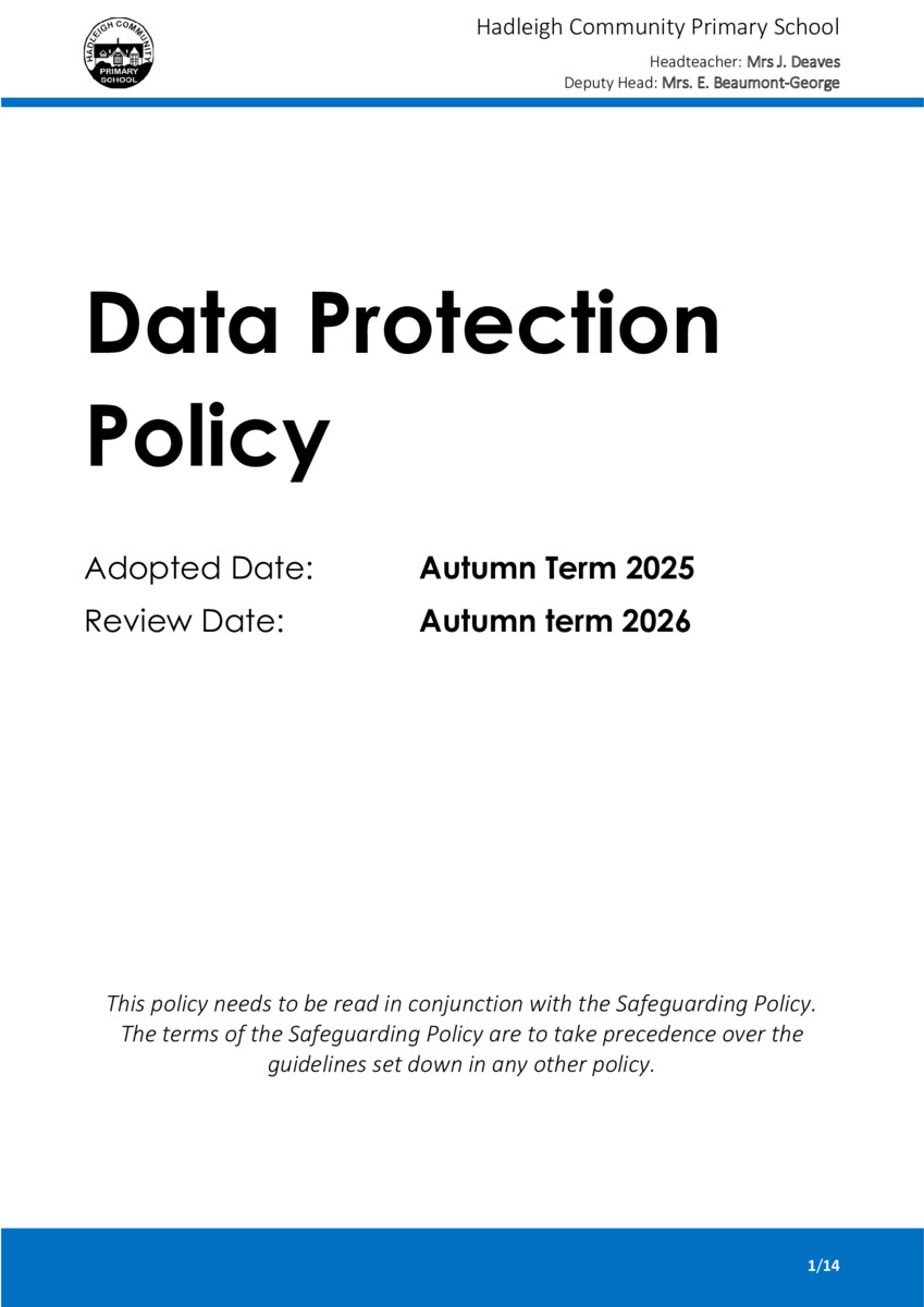thumbnail of Data Protection Policy 2025-26