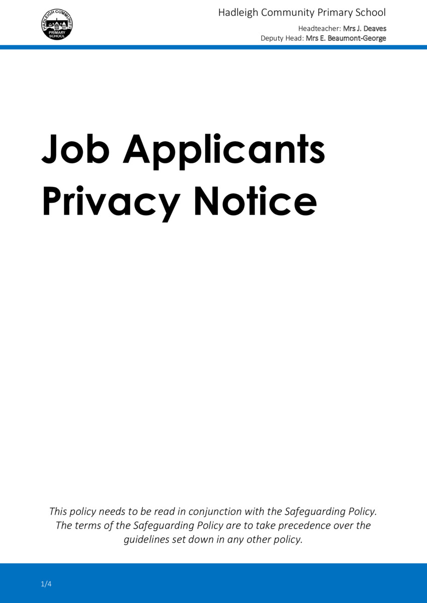 thumbnail of Job Applicants Privacy Notice