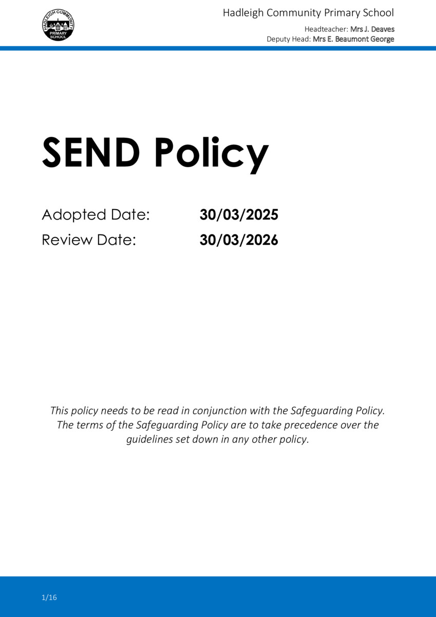 thumbnail of SEND Policy 2025-26